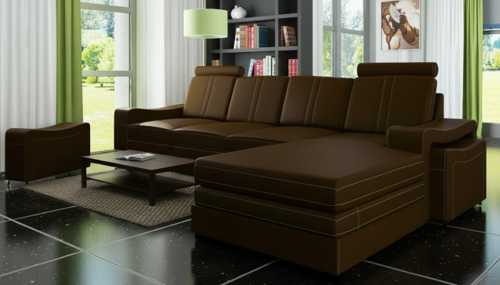 LEATHER SOFA LIVING AREA CORNER SOFA NEW SUITE XXL SOFA LEATHER COUCH with USB FRANCO