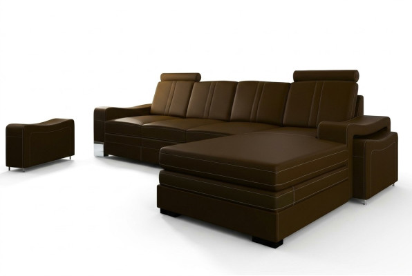 LEATHER SOFA LIVING AREA CORNER SOFA NEW SUITE XXL SOFA LEATHER COUCH with USB FRANCO