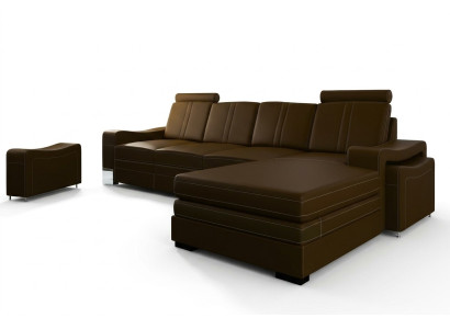 LEATHER SOFA LIVING AREA CORNER SOFA NEW SUITE XXL SOFA LEATHER COUCH with USB FRANCO