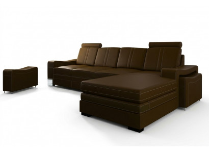 LEATHER SOFA LIVING AREA CORNER SOFA NEW SUITE XXL SOFA LEATHER COUCH with USB FRANCO