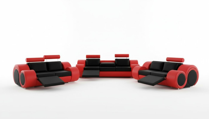 Sofa BERLIN Upholstered Couch Set 3+2 Seat Designer Sofa Leather Sofa with USB New