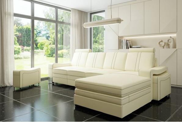 LEATHER SOFA LEATHER COUCH LEATHER SECTIONAL LOUNGE with USB, NEW SET SOFA XXL