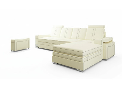 LEATHER SOFA LEATHER COUCH LEATHER SECTIONAL LOUNGE with USB, NEW SET SOFA XXL