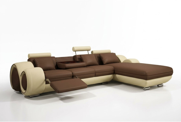 Patented Design Corner Sofa Sofa +USB, Upholstered Leather Corner BERLIN Living Landscape
