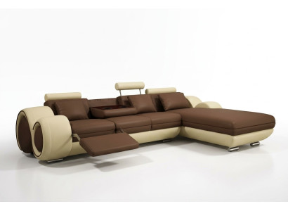 Patented Design Corner Sofa Sofa +USB, Upholstered Leather Corner BERLIN Living Landscape