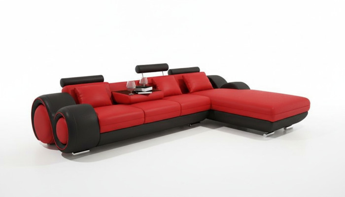 Patented design corner sofa Sofa + USB, upholstered leather corner BERLIN living landscape