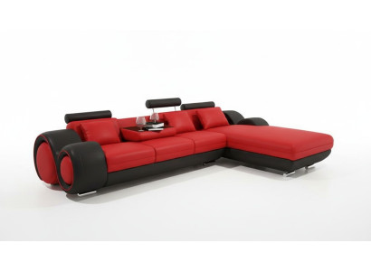 Patented design corner sofa Sofa + USB, upholstered leather corner BERLIN living landscape