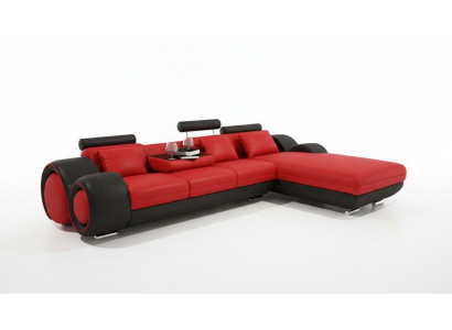 Patented design corner sofa Sofa + USB, upholstered leather corner BERLIN living landscape