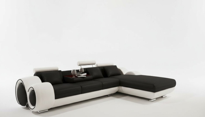 Patented Design Corner Sofa Sofa +USB, Upholstered Leather Corner Living Landscape BERLIN