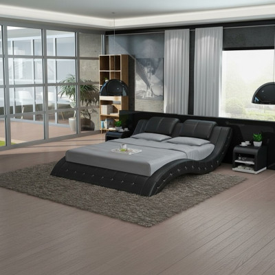 Luxury leather bed with USB upholstered double modern marriage 140/160/180 cm