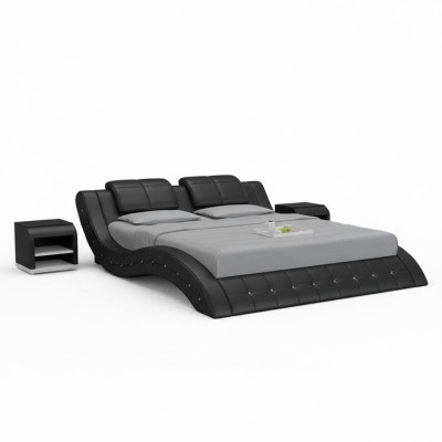 Luxury leather bed with USB upholstered double modern marriage 140/160/180 cm