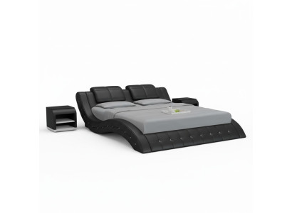 Luxury leather bed with USB upholstered double modern marriage 140/160/180 cm