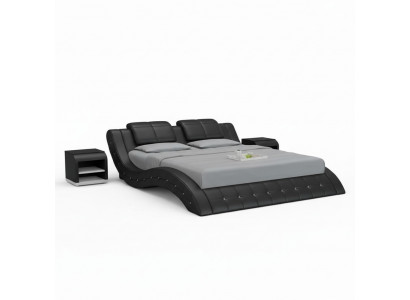 Luxury leather bed with USB upholstered double modern marriage 140/160/180 cm