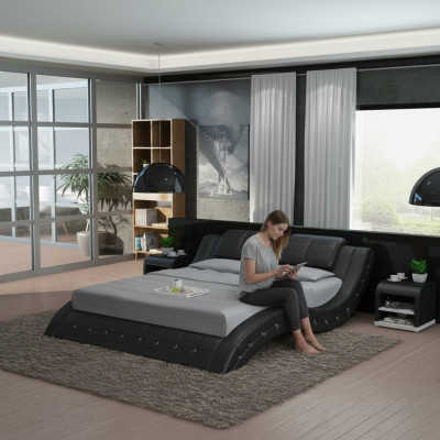 Luxury Leather Bed USB Design Upholstered Double Modern Marriage 140/160/180 LB8824
