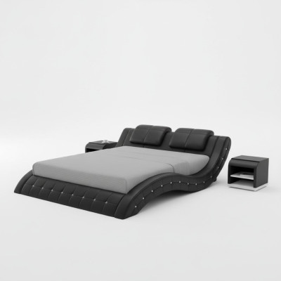 Luxury Leather Bed USB Design Upholstered Double Modern Marriage 140/160/180 LB8824