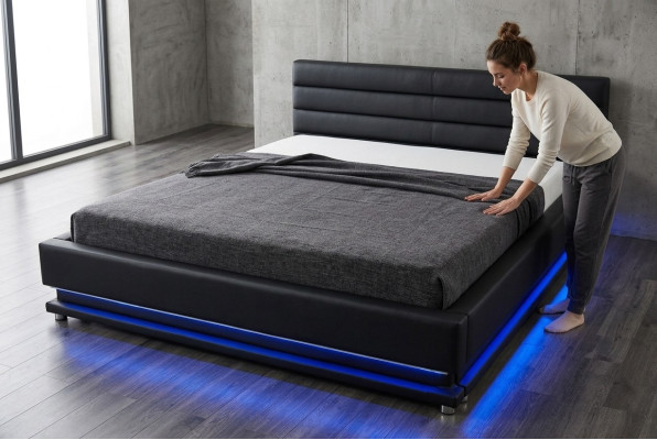 Luxury Leather Design Upholstered Beds Double with USB 140/160/180/200 cm Bed