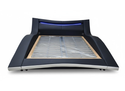 Luxury design leather double hotel bed with USB upholstered marriage bed frame new