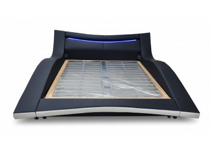 Luxury design leather double hotel bed with USB upholstered marriage bed frame new