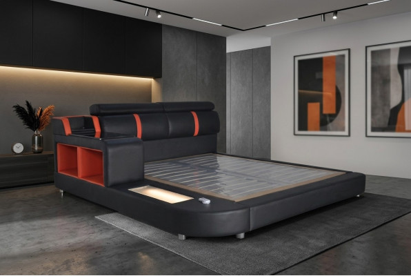 Design luxury upholstered double hotel beds with USB leather 140/160/180/200