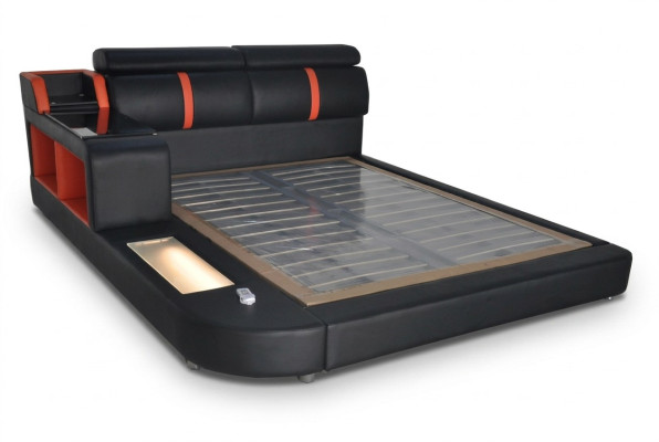 Design luxury upholstered double hotel beds with USB leather 140/160/180/200