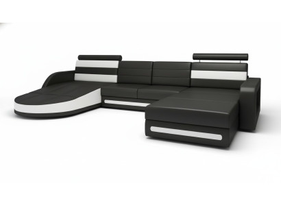 Sectional sofa with USB, upholstered U-shaped living landscape corner sofa XXL black new