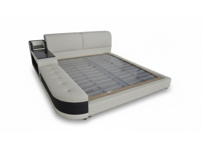 Designer upholstered bed for the bedroom made from high-quality materials