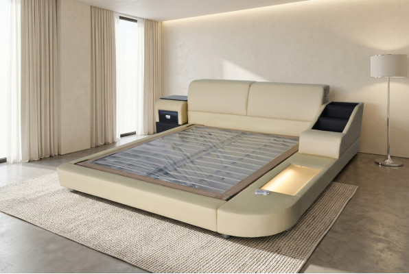 Exclusive multipurpose double beds hotel marital upholstered leather bed + USB luxury new