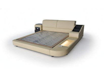 Exclusive multipurpose double beds hotel marital upholstered leather bed + USB luxury new