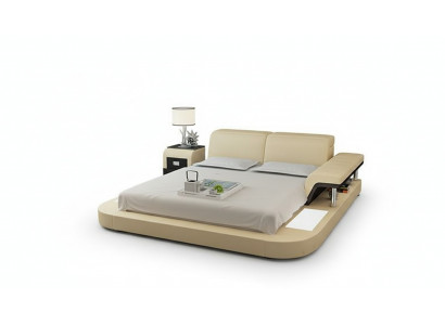 Design Bed XXL Big Leather Hotel Upholstered 180x200 Multifunction Shelf USB