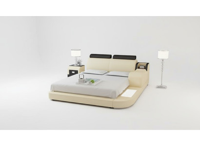 Design Bed XXL Big Beds Leather Hotel Upholstery 160x200cm Multifunction Shelf USB