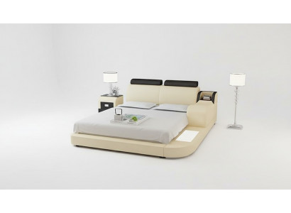 Design Bed XXL Big Beds Leather Hotel Upholstery 160x200cm Multifunction Shelf USB
