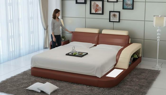 Modern bedroom bed high-quality design beds upholstery multifunction +USB