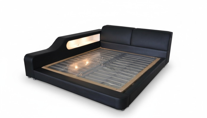 Design Bed XXL Big Beds Leather Upholstered Hotel 200x200cm Multifunction Shelf USB