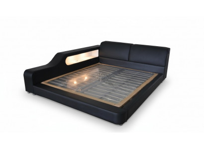 Design Bed XXL Big Beds Leather Upholstered Hotel 200x200cm Multifunction Shelf USB