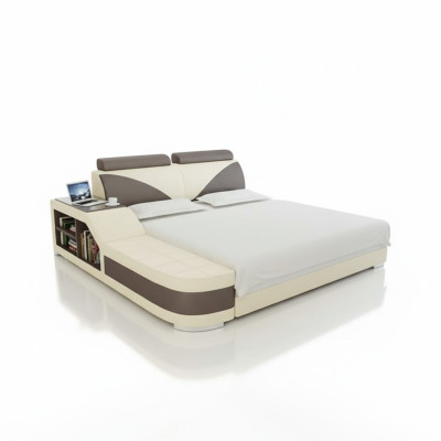 Design upholstered double bed modern bedroom beds 140x200cm + USB & shelf