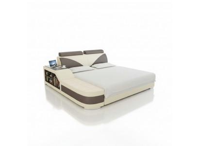Design upholstered double bed modern bedroom beds 140x200cm + USB & shelf