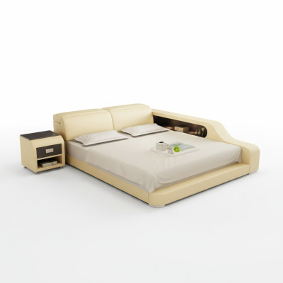 Design upholstered double bed modern beds bedroom 200x210cm with USB & shelf