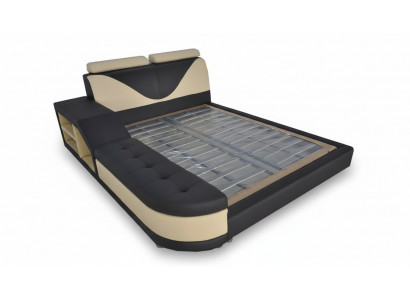 Design Multifunction Bed XXL Big Beds Leather Hotel Upholstery 180x200 Shelf USB