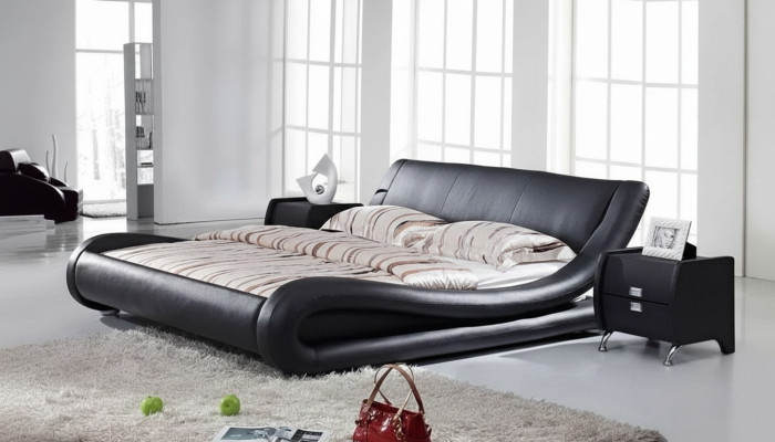 XXL king size leather bed bed beds with USB, leather designer 4761