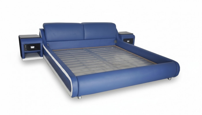 Double luxury leather bed + USB upholstered bed multifunction LB8835