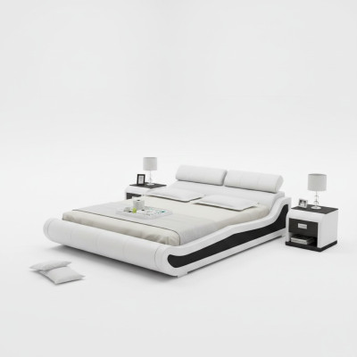 Luxury leather bed with USB upholstered double modern marital bed 140/160/180 cm