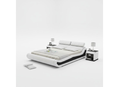 Luxury leather bed with USB upholstered double modern marital bed 140/160/180 cm