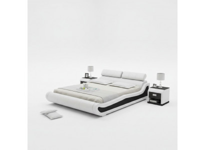 Luxury leather bed with USB upholstered double modern marital bed 140/160/180 cm