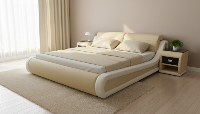 Double Luxury Leather Bed + USB Upholstered Beds Multifunction LB8831