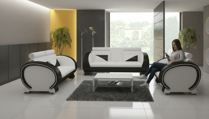 Leather Sofa + USB Sofa 3-Seater Relax Couch with Bar Function Designer Suite
