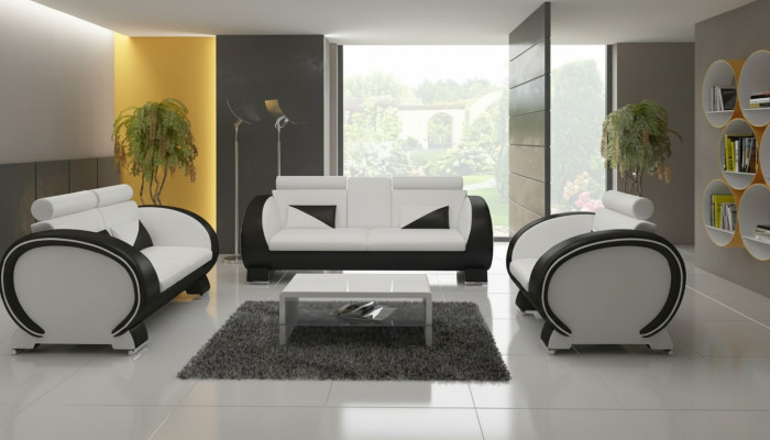 Leather Sofa + USB Sofa 3-Seater Relax Couch with Bar Function Designer Suite