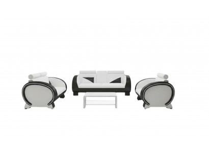 Leather Sofa + USB Sofa 3-Seater Relax Couch with Bar Function Designer Suite