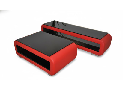 Designer coffee table upholstery leather glass modern table CT9010 + RTV TS1010 + USB