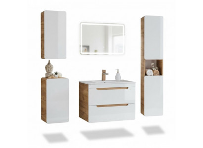 Design bathroom furniture, bathroom set, cabinet, washbasin, decor, lighting.