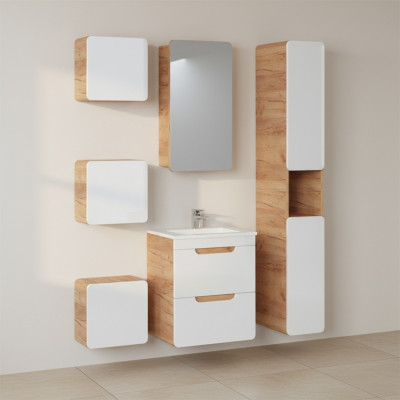 Design bathroom furniture set, 6-piece decoration set, cabinet, sink
